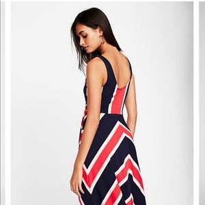 Striped wrap midi dress express NWT small